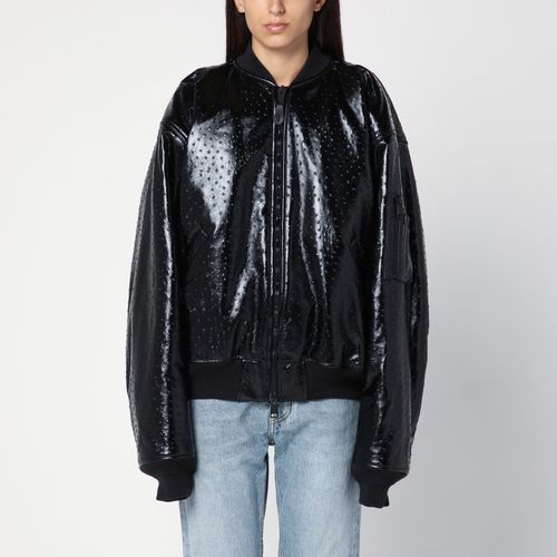 Leather ostrich-effect bomber jacket - Balenciaga - Modalova