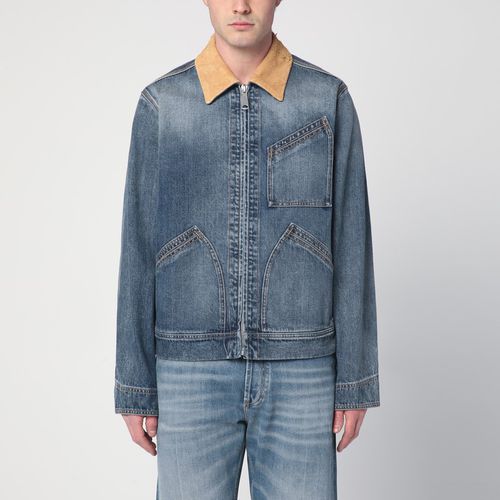 Denim jacket with suede collar - Alexander McQueen - Modalova