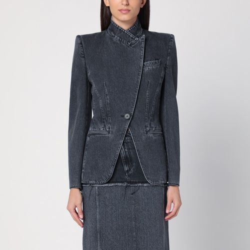 Giacca destrutturata nera slavata in denim - Alexander McQueen - Modalova