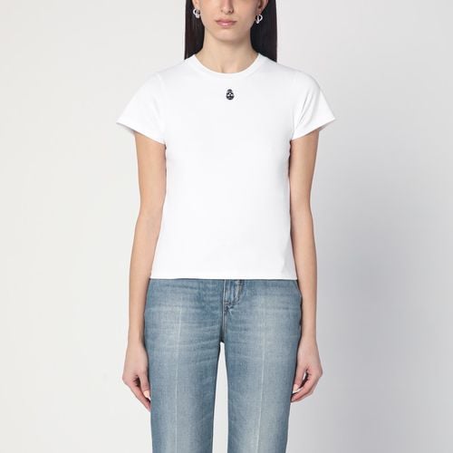 T-shirt bianca con ricamo Skull - Alexander McQueen - Modalova