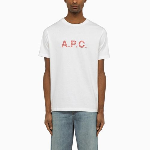 Logoed white/red crew-neck t-shirt - A.P.C. - Modalova