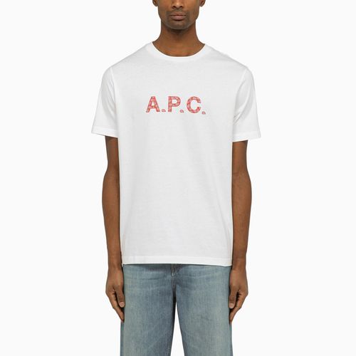 Logoed white/red crew-neck t-shirt - A.P.C. - Modalova