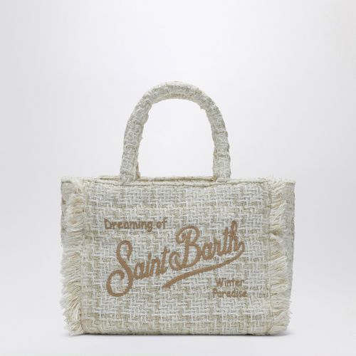 Borsa mini Vanity bianca in lana con motivo tweed - MC2 Saint Barth - Modalova