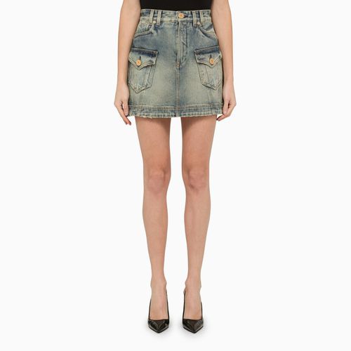 Washed-out denim miniskirt - Balmain - Modalova