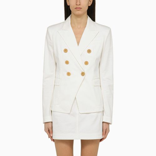 Weiße zweireihige Baumwolljacke - Balmain - Modalova