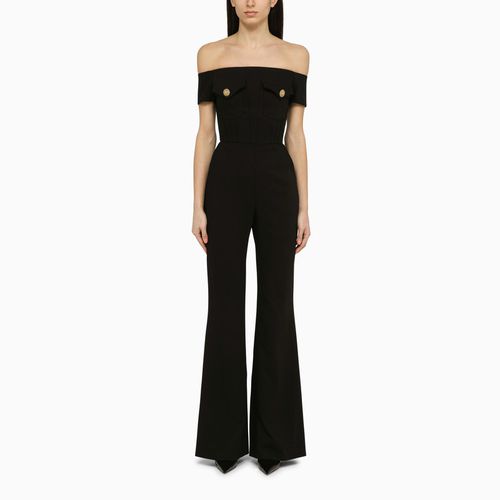 Schwarzer Jumpsuit aus Viskose mit Schmuckknöpfen - Balmain - Modalova