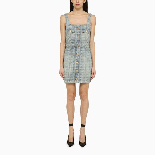 Light denim mini dress with monogram - Balmain - Modalova