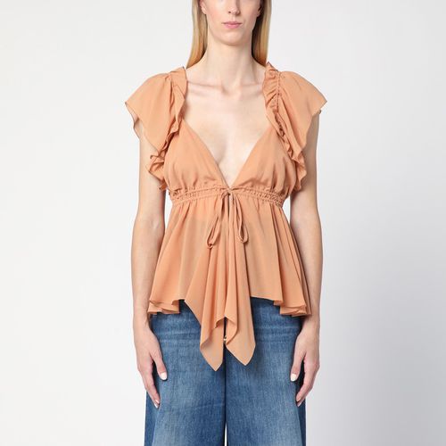 Fluid silk ruffle top - Chloé - Modalova