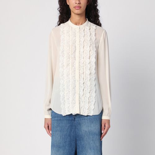 Blusa in seta avorio con volant - Chloé - Modalova