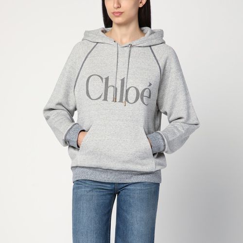 Felpa con cappuccio grigia con logo - Chloé - Modalova