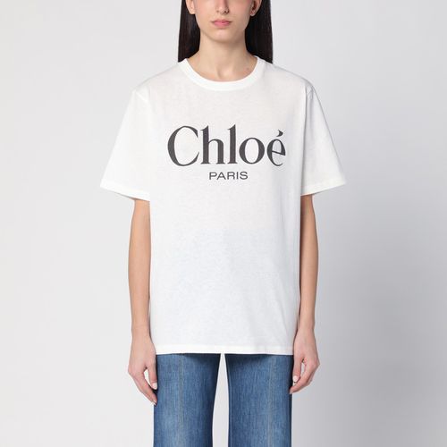 T-shirt oversize bianca con logo - Chloé - Modalova