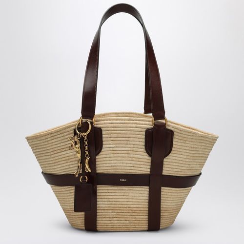 Borsa tote Kerala 25 in raffia e pelle marrone - Chloé - Modalova