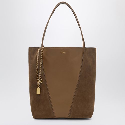 Tote bag Spin in pelle e suede color kaki - Chloé - Modalova