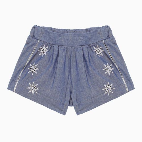 Blue cotton shorts with embroidery - Chloé - Modalova