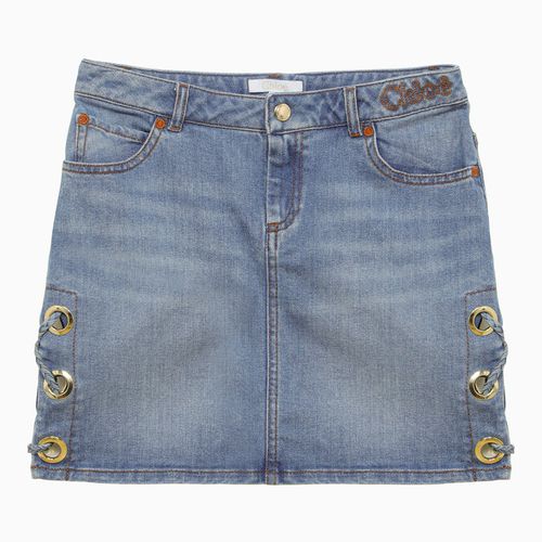 Denim mini skirt with eyelets - Chloé - Modalova