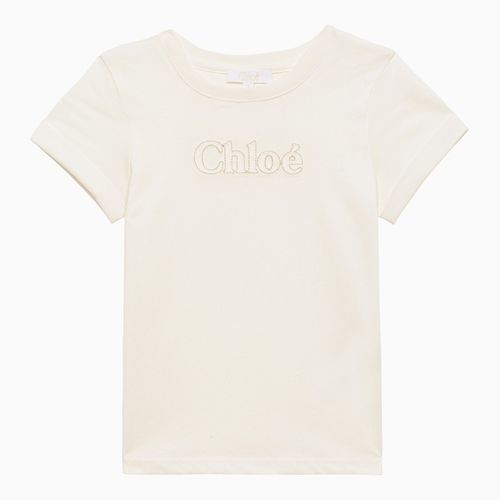 T-shirt bianca in cotone con logo - Chloé - Modalova