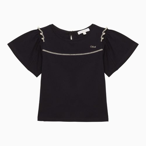 T-shirt blu marino in cotone - Chloé - Modalova