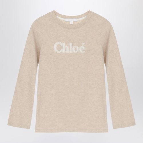 Maglia beige in cotone con logo - Chloé - Modalova