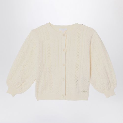 Cardigan ricamato avorio in cotone e lana - Chloé - Modalova