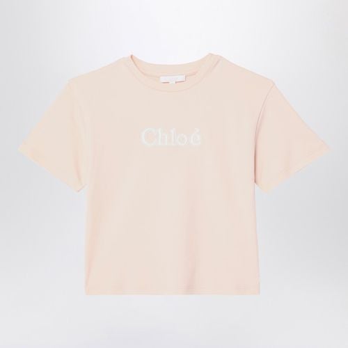 Rosa T-Shirt mit Logostickerei - Chloé - Modalova