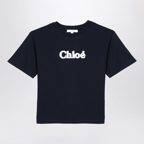 Navy T-shirt with logo embroidery - Chloé - Modalova