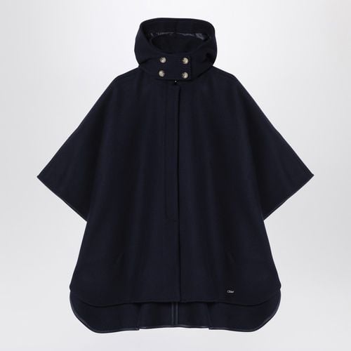 Navy blue wool hooded cape - Chloé - Modalova