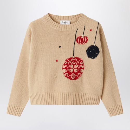 Blue wool jumper with Christmas motif - Il Gufo - Modalova