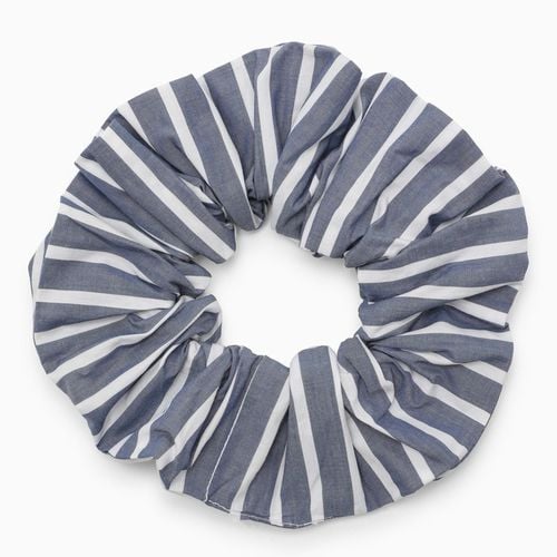 Scrunchie a righe bianco/grigio con logo - GANNI - Modalova