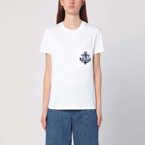 Weißes T-Shirt mit Logo-Stickerei - Max Mara - Modalova