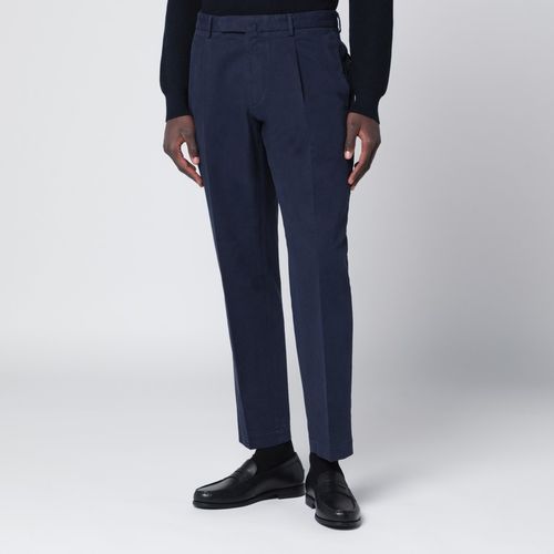Navy cotton and cashmere trousers - Santaniello - Modalova