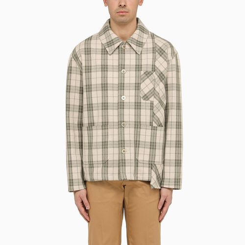 Ecru/green checked shirt jacket in cotton - Golden Goose - Modalova