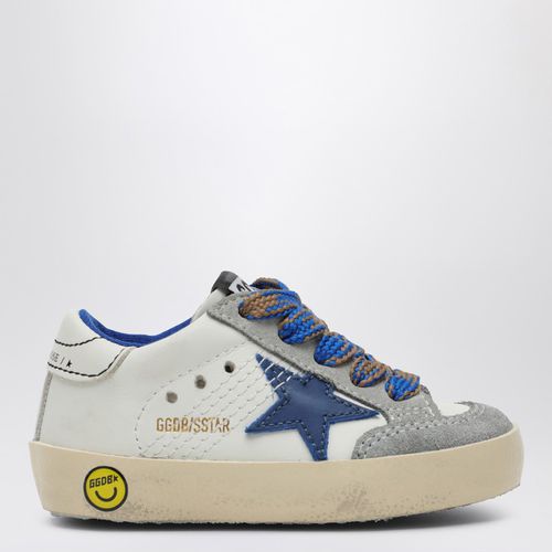 Sneaker Super-Star aus blauem Leder und eisfarbenem Wildleder - Golden Goose - Modalova