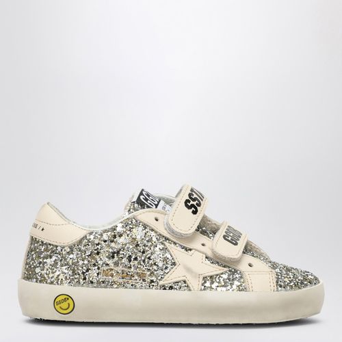 Platin/cremefarbener flacher Sneakers Old School mit Glitzer - Golden Goose - Modalova