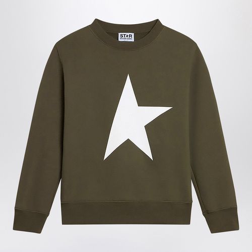 Dunkelgrünes Sweatshirt mit Rundhalsausschnitt - Golden Goose - Modalova