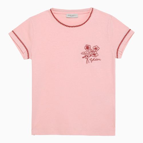 Cotton crew-neck T-shirt with embroidery - Golden Goose - Modalova