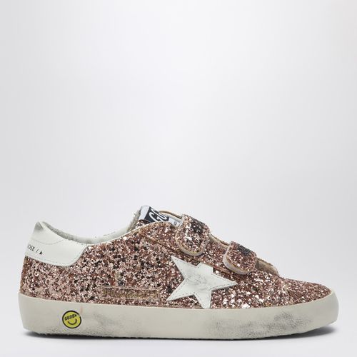 Sneaker bassa Old School in glitter pesca/bianca - Golden Goose - Modalova