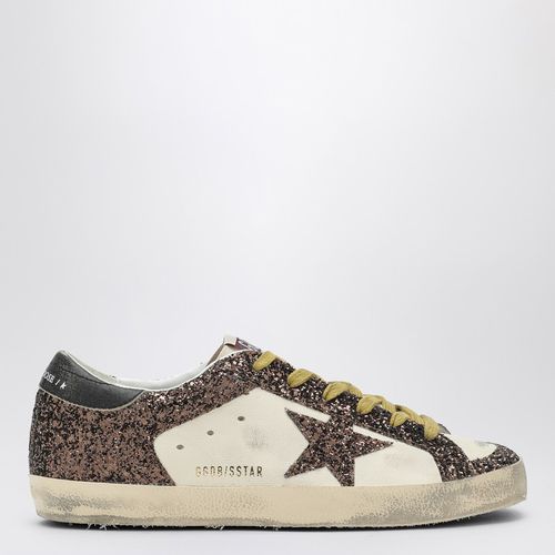 Sneaker Super-star bianca/marrone con glitter - Golden Goose - Modalova