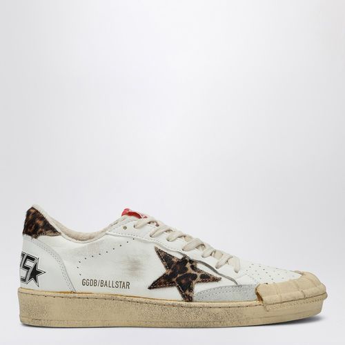 Weißer Sneaker Ball Star mit Details aus Cavallino-Leder mit Leopardenmuster - Golden Goose - Modalova