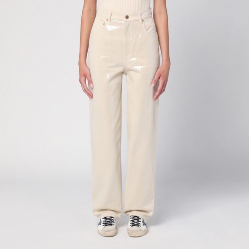 Ecrufarbene Hose mit transparenten Pailletten - Golden Goose - Modalova