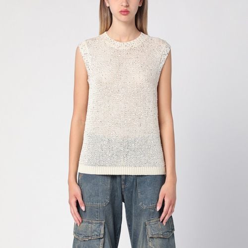 Gilet avorio in maglia di misto cotone - Golden Goose - Modalova