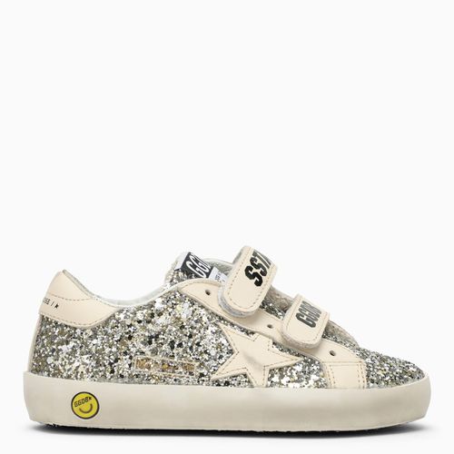 Platin/cremefarbener flacher Sneakers Old School mit Glitzer - Golden Goose - Modalova