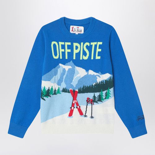 Maglione azzurro con cartolina montagne - MC2 Saint Barth - Modalova