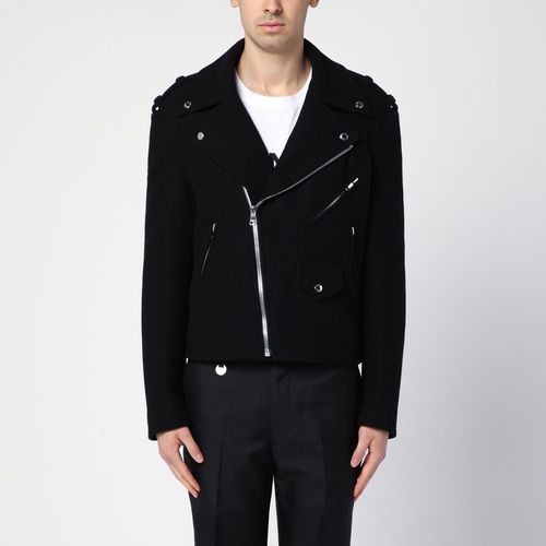 Black wool felt biker jacket - Balmain - Modalova