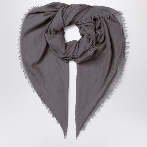 Mud-coloured wool-silk blend scarf - Destin - Modalova