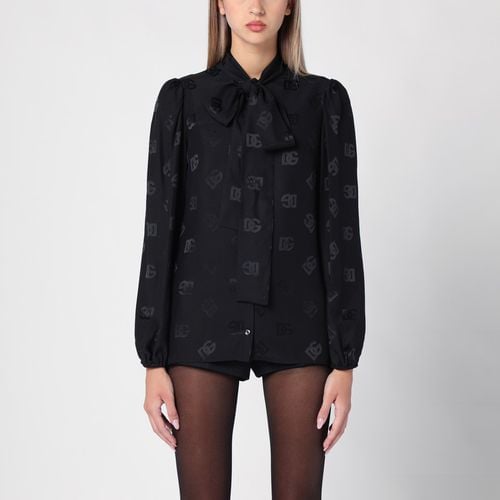 Jacquard silk satin shirt with logo - Dolce&Gabbana - Modalova