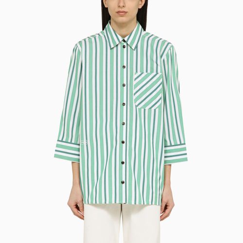 Camicia oversize a righe verdi in cotone organico - GANNI - Modalova