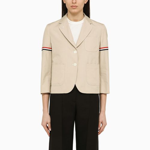 Blazer corto in misto cotone color kaki - Thom Browne - Modalova