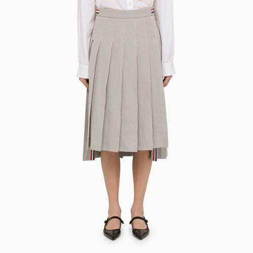 Gonna midi plissettata grigia in cotone - Thom Browne - Modalova