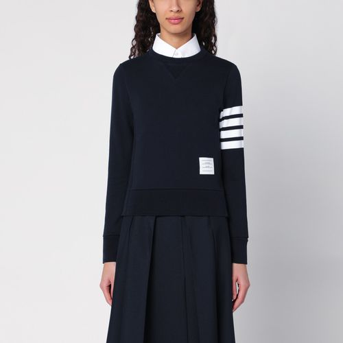 Navy blue cotton 4-Bar sweatshirt - Thom Browne - Modalova