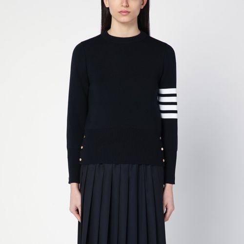 Marineblauer Pullover mit Rundhalsausschnitt aus Wolle - Thom Browne - Modalova